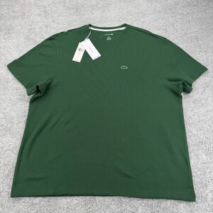 Lacoste Shirt Mens XXL Green Waffle Knit Crocodile Logo Short Sleeve Sleepwear
